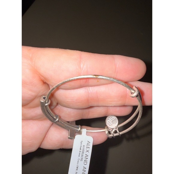 Alex and Ani Spiritual Armor Cross Expandable Bangle Bracelet Silver Tone - Picture 8 of 10